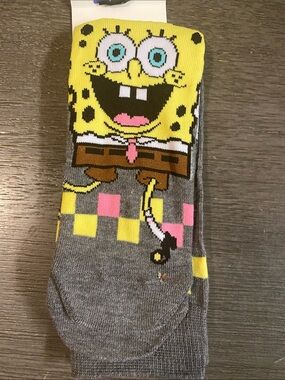 SpongeBob SquarePants Gray Yellow Pink Kids Crew Socks